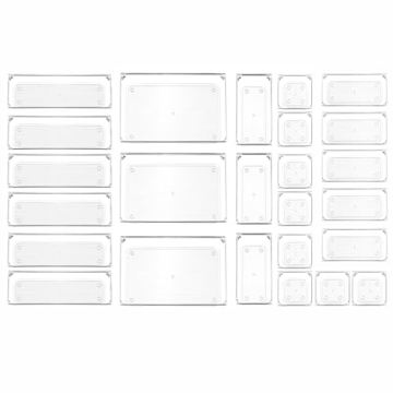 25 Pcs Clear Plastic Drawer Organizer Set - Versatile Storage Solution for Home & Office
