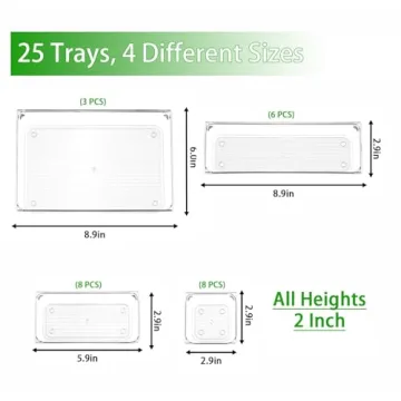Organize Anything with 25 Pcs Clear Drawer Set