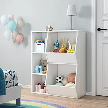 HORSTORS Kids Toy Storage Organizer - Bookshelf for Playroom