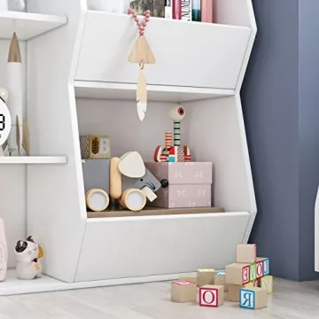 HORSTORS Kids Toy Storage Organizer - Bookshelf for Playroom