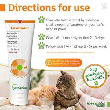 Vetoquinol Laxatone: Oral Hairball Lubricant Gel for Cats – Maple Flavored, 4.25oz 2 Pack