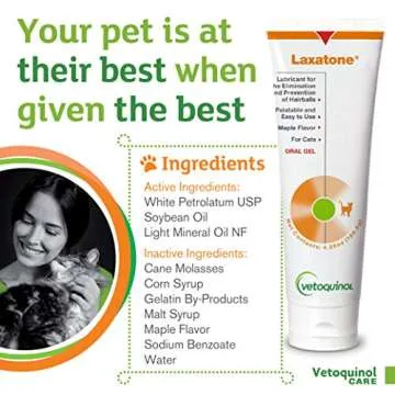 Vetoquinol Laxatone: Oral Hairball Lubricant Gel for Cats – Maple Flavored, 4.25oz 2 Pack