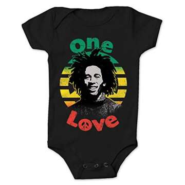 Bob Marley One Love Creeper Black Onesie 24M