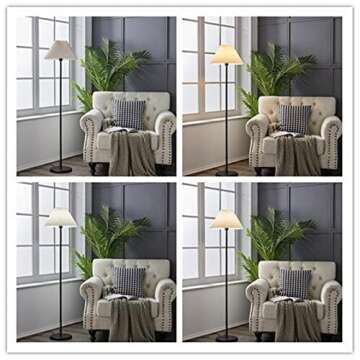 Black Pole Floor Lamp Simple Design Tall Lamp with Shade Standing Lamp with LED Bulb for Living Room and Bedroom