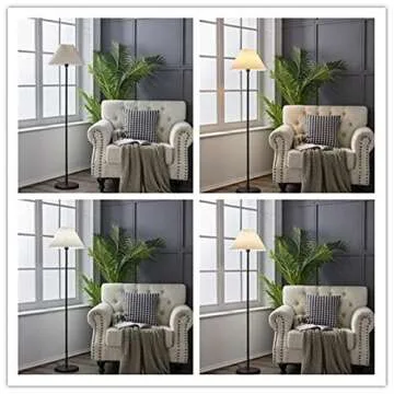 Black Pole Floor Lamp Simple Design Tall Lamp with Shade Standing Lamp with LED Bulb for Living Room and Bedroom