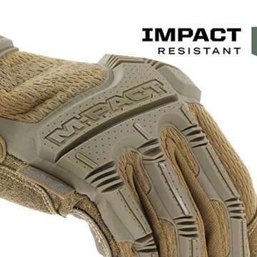 Mechanix Wear: M-Pact Tactical Gloves with Secure Fit, Touchscreen Capable Safety Gloves for Men, Work Gloves with Impact Protection and Vibration Absorption (Brown, Large)