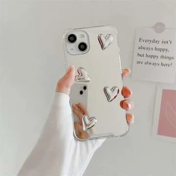 Shinymore for iPhone 12 12 Pro Mirror Case Flexible Cute Heart Soft Silicone Clear Makeup Mirror Wom...