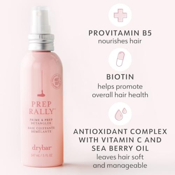Drybar Prep Rally Prime & Prep Detangler Noir Scent - Full Size | Nourishes Hair, Detangles with Ease, Leaves Hair Soft & Manageable, Protects Hair, Cruelty Free