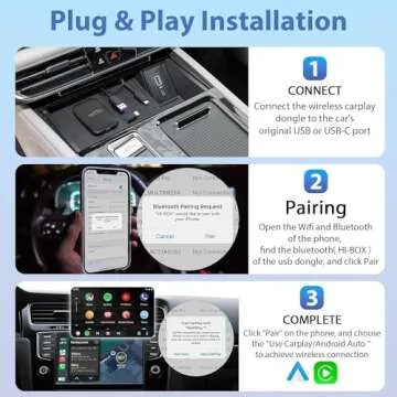 3 in 1 Wireless CarPlay Adapter 2025 Upgraded,Wireless CarPlay & Android Auto Adapter Built in Netflix YouTube Support TF Card, Factory Car Play Video Box for Cars from 2016 and iOS, Plug and Play
