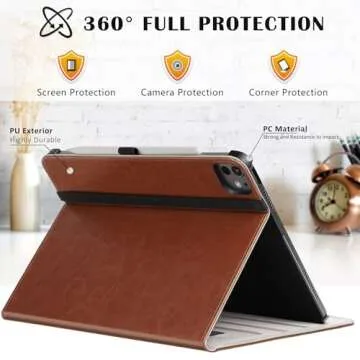 ZtotopCases for iPad Pro 12.9 Inch Case 6th/5th/4th/3rd Generation 2022/2021/2020/2018 Premium Leather Smart Folio Cover, Auto Wake/Sleep, Support 2nd Gen Pencil Charging, Multi Viewing Angles, Brown