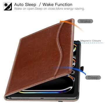 ZtotopCases for iPad Pro 12.9 Inch Case 6th/5th/4th/3rd Generation 2022/2021/2020/2018 Premium Leather Smart Folio Cover, Auto Wake/Sleep, Support 2nd Gen Pencil Charging, Multi Viewing Angles, Brown