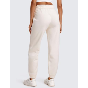 High Waisted Cotton Fleece Lined Sweatpants for Women