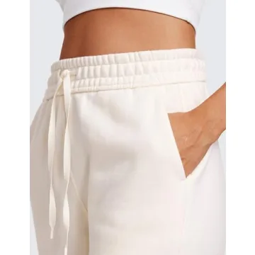 High Waisted Cotton Fleece Lined Sweatpants for Women