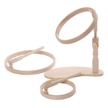 Elbesee Beech Wood Embroidery Hoop Holder - Versatile Crafting Frame with 6", 8", and 10" Hoops!