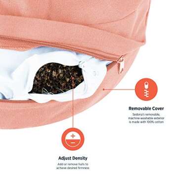 Retrospec Sedona Zafu Yoga Meditation Cushion with Carry Handle and Filled with buckwheat Hulls; Blush Pink, Round