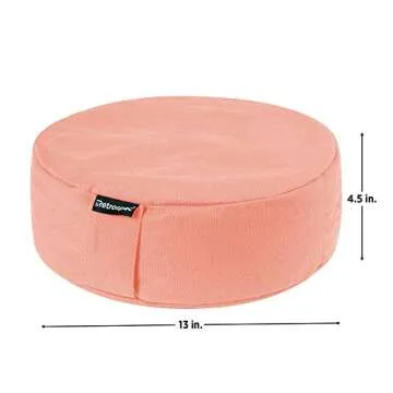 Retrospec Sedona Zafu Yoga Meditation Cushion with Carry Handle and Filled with buckwheat Hulls; Blush Pink, Round