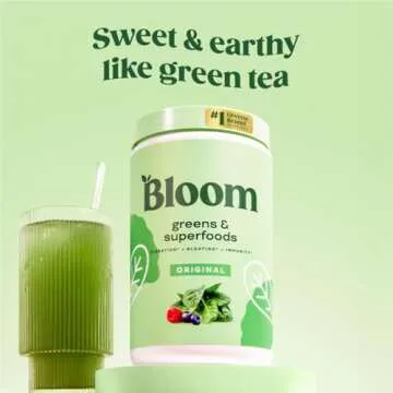 Bloom Nutrition Superfood Greens Powder, Digestive Enzymes with Probiotics and Prebiotics, Gut Healt...