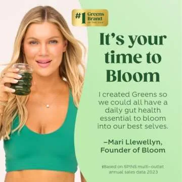 Bloom Nutrition Superfood Greens Powder, Digestive Enzymes with Probiotics and Prebiotics, Gut Health, Bloating Relief for Women, Chlorella, Green Juice Mix with Beet Root Powder, 60 SVG, Original