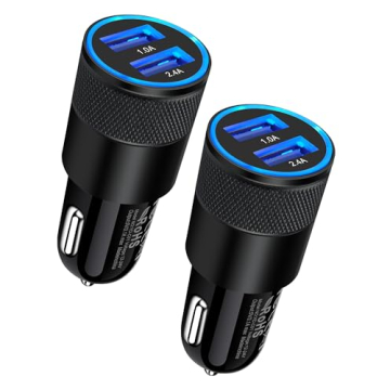 Car Charger, [2Pack/3.4a] Fast Charge Dual Port USB Cargador Carro Lighter Adapter for iPhone 15 14 ...