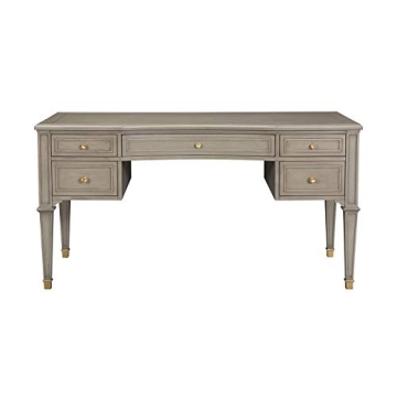 Jennifer Taylor Luxe Troy 5-Drawer Wood Desk in Grey Cashmere
