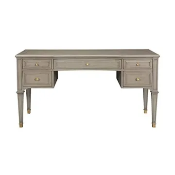 Jennifer Taylor Luxe Troy 5-Drawer Wood Desk in Grey Cashmere