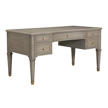 Jennifer Taylor Luxe Troy 5-Drawer Wood Desk in Grey Cashmere
