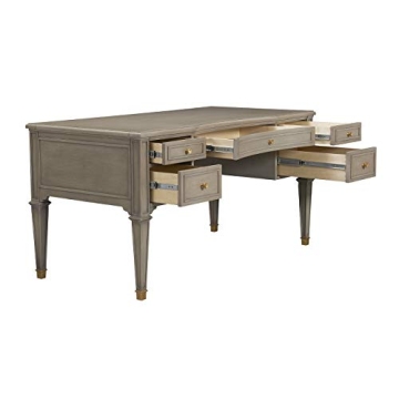 Jennifer Taylor Luxe Troy 5-Drawer Wood Desk in Grey Cashmere