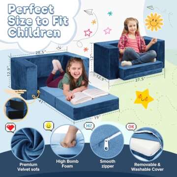 OSYKIU Kids Couch Sofa - 7 Pcs Modular Toddler Couch for Play and Creativity