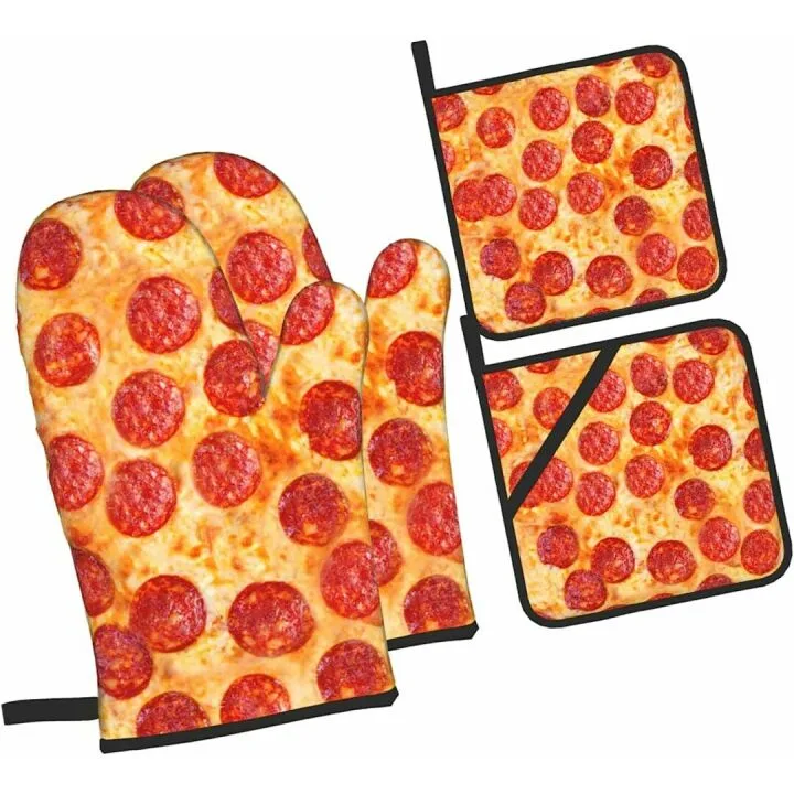 Pizza Oven Mitts & Holders Set - Safe & Stylish