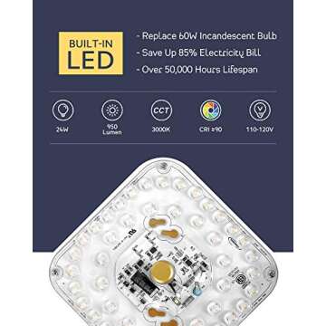 CALDION LED Ceiling Light, 12” 24W 950Lumens Square Flush Mount Ceiling Light Fixture, Dimmable 3000K, Gold Finish with Frosted Glass, Modern Ceiling Lamp for Bedroom, Kitchen, Hallway, 6870LFM-GD