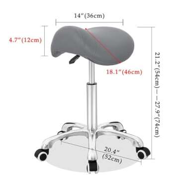 Antlu Saddle Stool Rolling Chair for Office Massage Salon Kitchen Spa Drafting,Adjustable Hydraulic ...