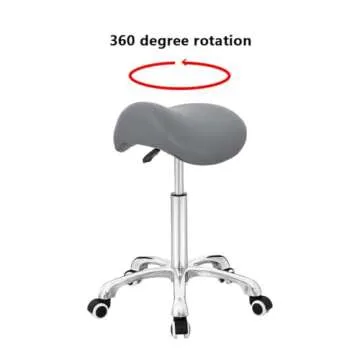 Antlu Saddle Stool Rolling Chair for Office Massage Salon Kitchen Spa Drafting,Adjustable Hydraulic with Wheels (Grey)
