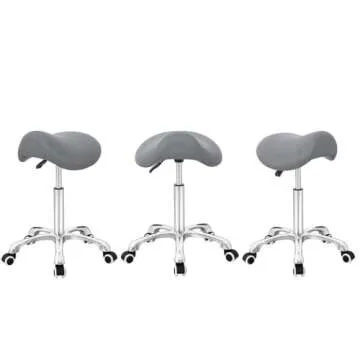 Antlu Saddle Stool Rolling Chair for Office Massage Salon Kitchen Spa Drafting,Adjustable Hydraulic with Wheels (Grey)