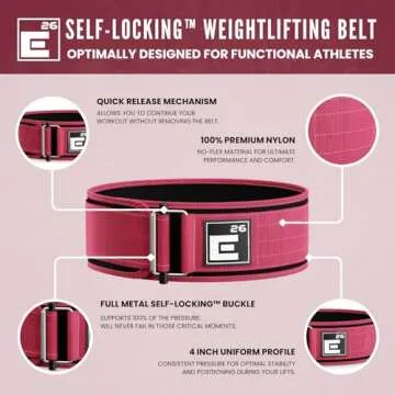 Self-Locking Weight Lifting Belt,Premium Weightlifting Belt for Serious Functional Fitness, Weight Lifting, and Olympic Lifting Athletes,Deadlift Training Belt (Small, Miami Pink)