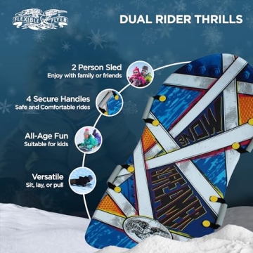 Flexible Flyer Snow Screamer 47 Inch 2 Person Lightweight Foam Slider, Adult & Kids Snow Play Sled with Handles, Winter Toboggan Sled for Ages 5 & Up