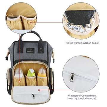 PRITEK Multi-Function Large Capacity Waterproof Diaper Bag, Stylish & Durable