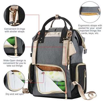 PRITEK Multi-Function Large Capacity Waterproof Diaper Bag, Stylish & Durable