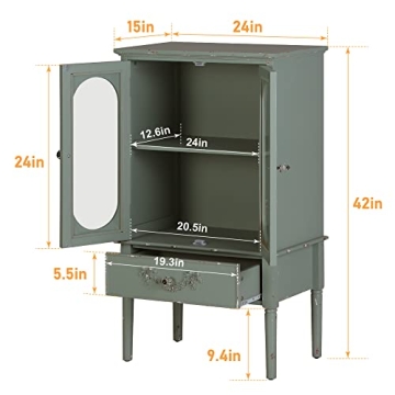 MAISON ARTS Accent Cabinet with Glass Doors & Storage