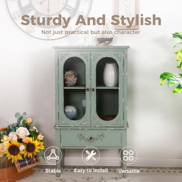 MAISON ARTS Accent Cabinet with Glass Doors & Storage