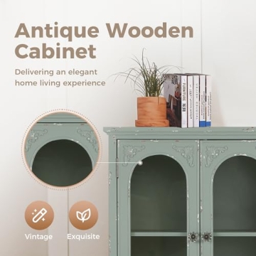 MAISON ARTS Accent Cabinet with Glass Doors & Storage