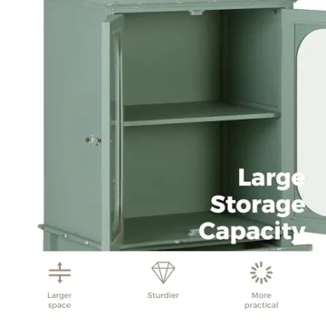 MAISON ARTS Accent Cabinet with Glass Doors & Storage