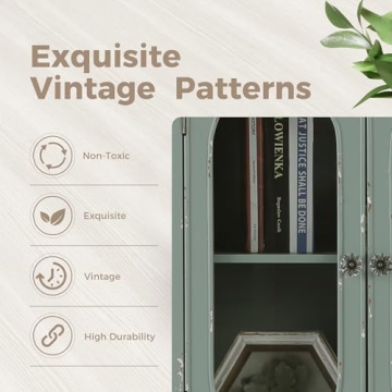 MAISON ARTS Accent Cabinet with Glass Doors & Storage