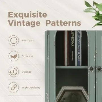 MAISON ARTS Accent Cabinet with Glass Doors & Storage