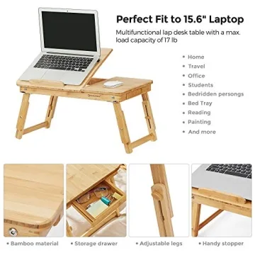 SONGMICS Bamboo Laptop Desk for Work and Leisure