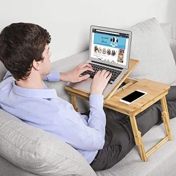 SONGMICS Bamboo Laptop Desk for Work and Leisure