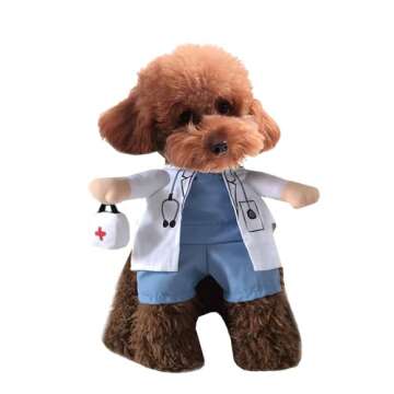 NACOCO Dog Cat Doctor Costume Pet Doctor Clothing Halloween Jeans Outfit Apparel (S)