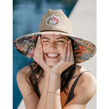 Straw Hat for Men & Women | Lifeguard Hat, Beach Hat & Sun Hat | UPF 50+ Wide Brim for Sun Protection | One Size | Bombay | Hemlock