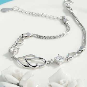 Elegant 925 Sterling Silver Heart Bracelet for Women