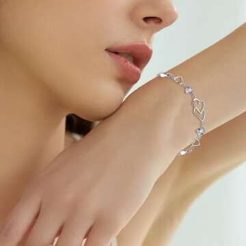 Elegant 925 Sterling Silver Heart Bracelet for Women