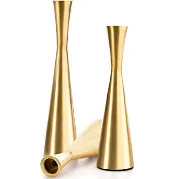 Set of 3 Gold Candle Holders for Home Decor